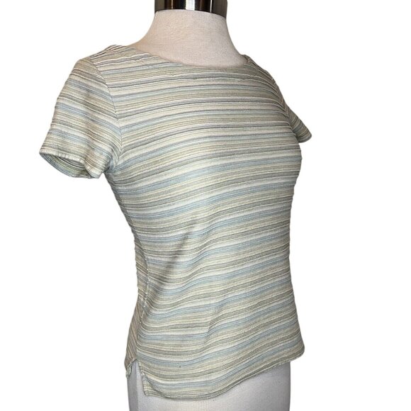 Vintage J. Jill Women SP Striped Short Sleeve  Cotton Top USA Y2K Pullover - Picture 8 of 13